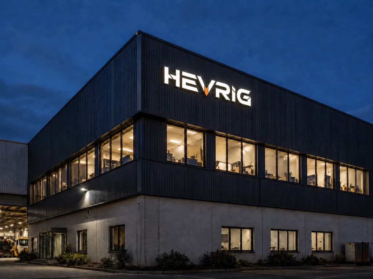 HEVRIG manufacturing facility at night
