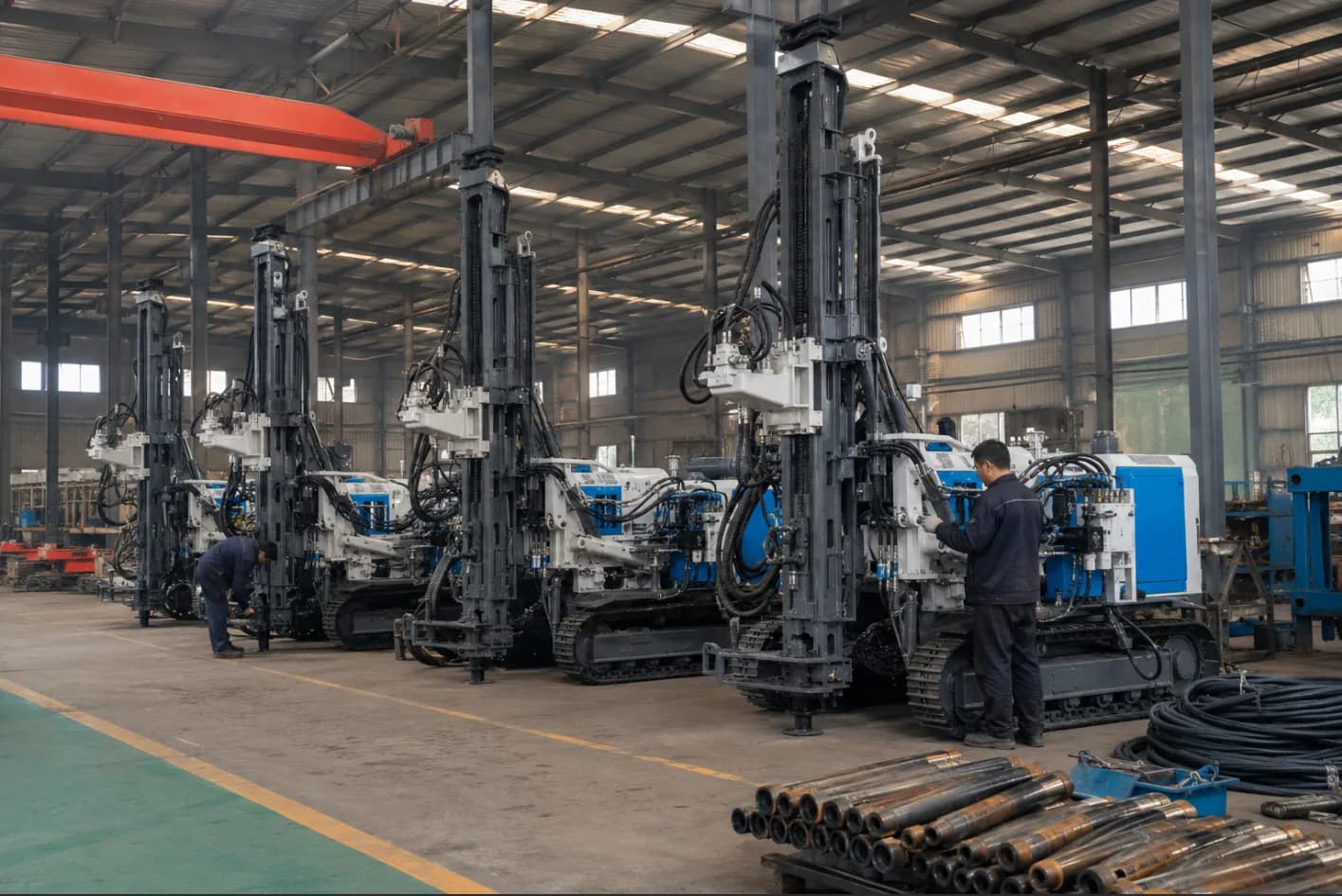HEVRIG drilling rigs on the production line
