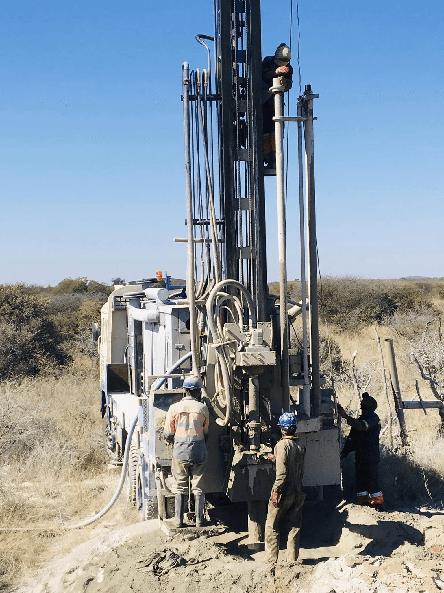 Water well drill operation in the field