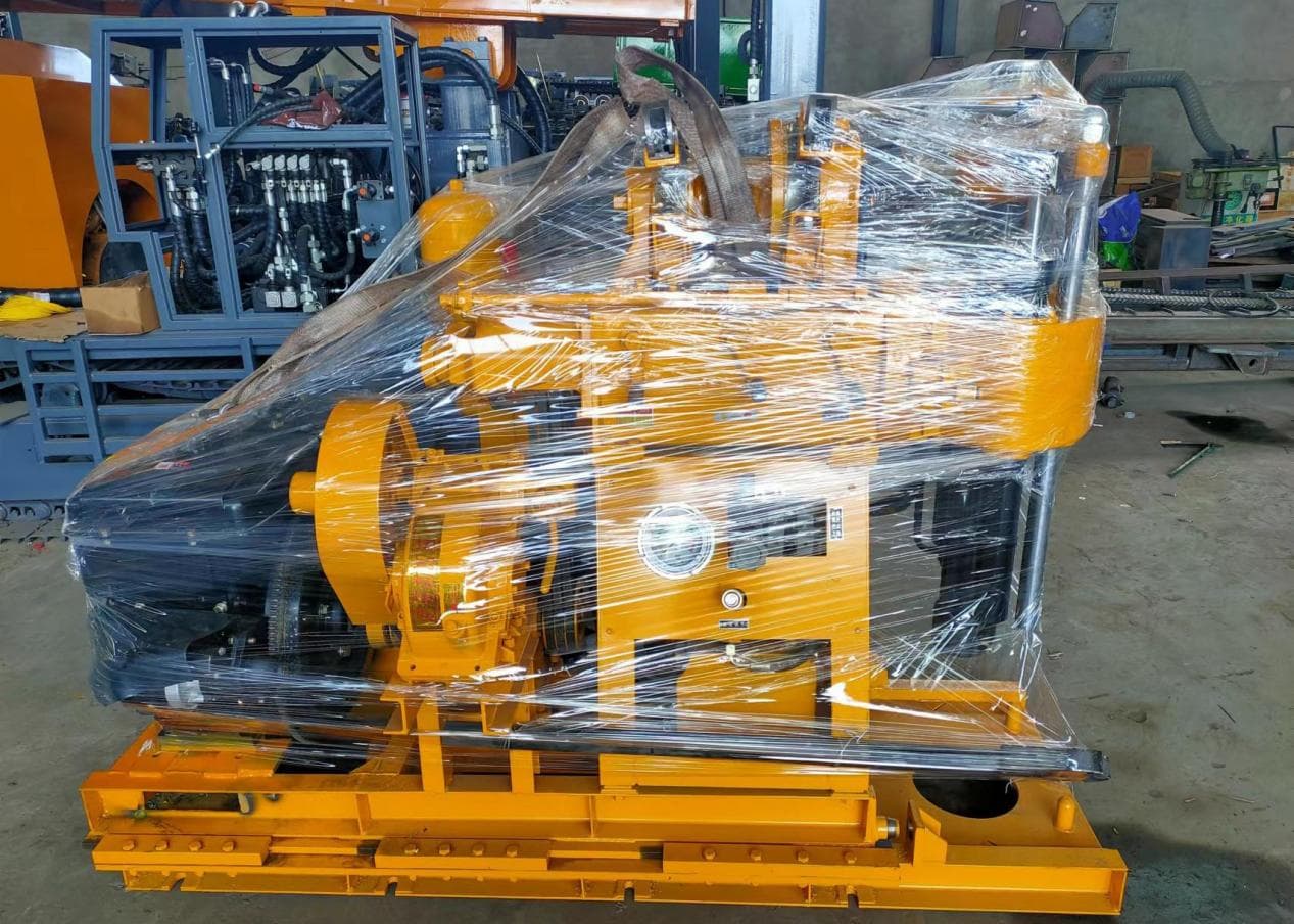 Drilling equipment protected with stretch film before shipping