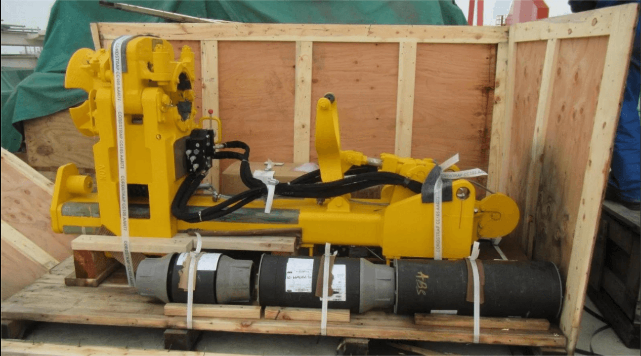 Drilling component secured inside an export wooden case